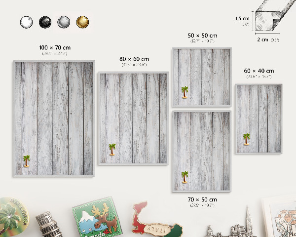 Dekoratives Magnetboard aus Metall in Silberrahmen Rustikales Holz