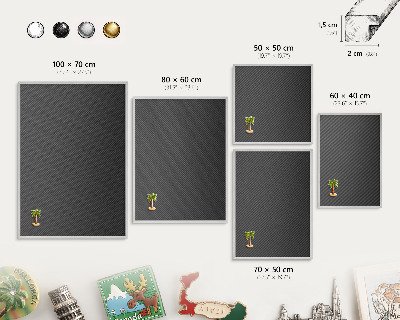 Dekoratives Magnetboard aus Metall in Silberrahmen Geometrische Textur