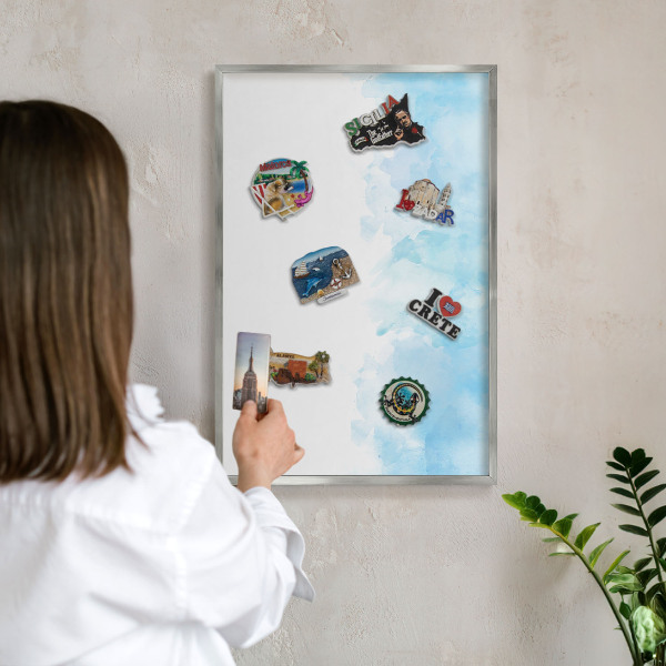 Metalltafel für Magnete mit silbernem Rahmen Entspannende Landschaft