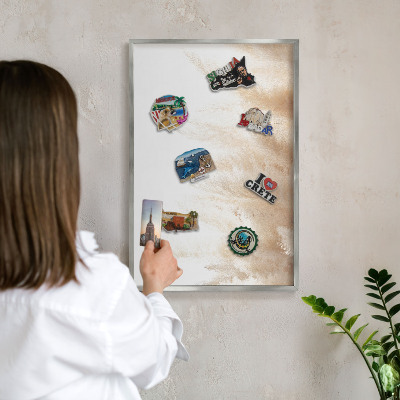 Metalltafel für Magnete mit silbernem Rahmen Essentielle Gräser