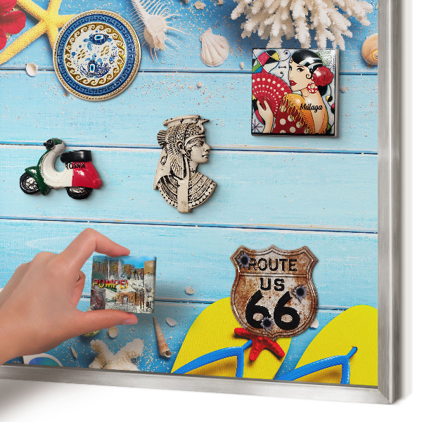 Metalltafel für Magnete mit silbernem Rahmen Urlaubsstrand