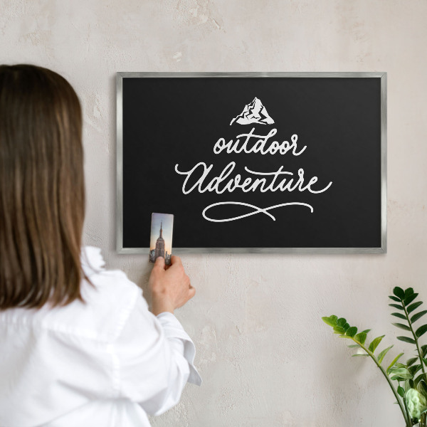 Metalltafel für Magnete mit silbernem Rahmen Outdoor-Abenteuer