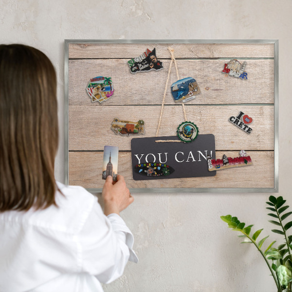 Dekoratives Magnetboard aus Metall in Silberrahmen Motivation jeden Tag