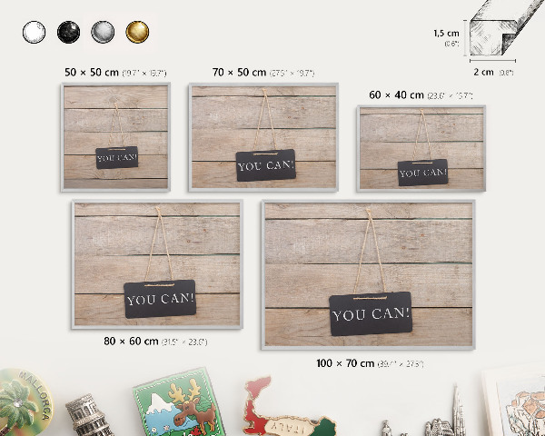 Dekoratives Magnetboard aus Metall in Silberrahmen Motivation jeden Tag