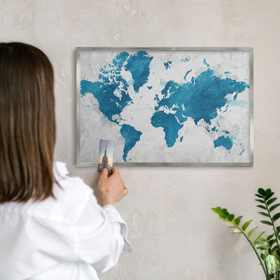 Dekoratives Magnetboard aus Metall in Silberrahmen Aquarellkarte