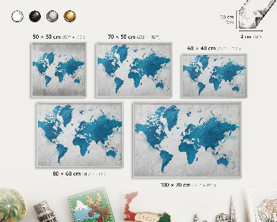 Dekoratives Magnetboard aus Metall in Silberrahmen Aquarellkarte