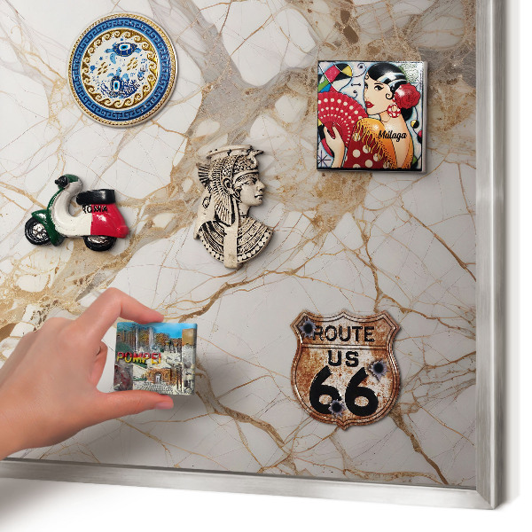 Metalltafel für Magnete mit silbernem Rahmen Marmor-Eleganz