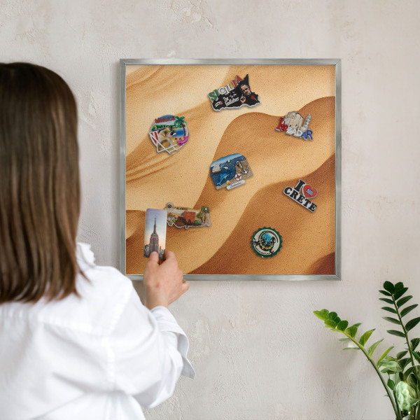 Metalltafel für Magnete mit silbernem Rahmen Sandwellen