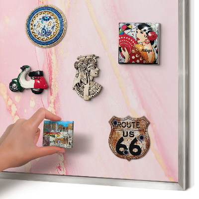 Metalltafel für Magnete mit silbernem Rahmen Rosa Eleganz