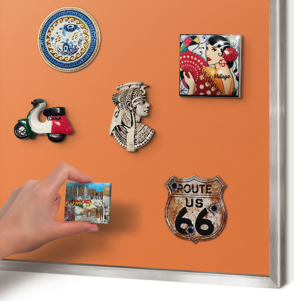 Metalltafel für Magnete mit silbernem Rahmen Kräftiges Orange