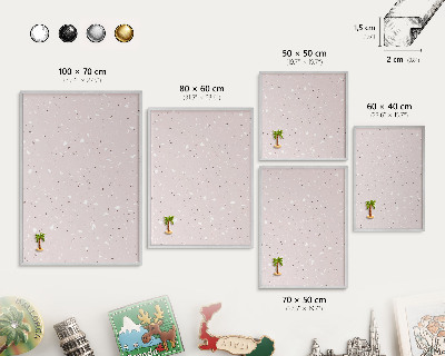 Dekoratives Magnetboard aus Metall in Silberrahmen Moderner Terrazzo