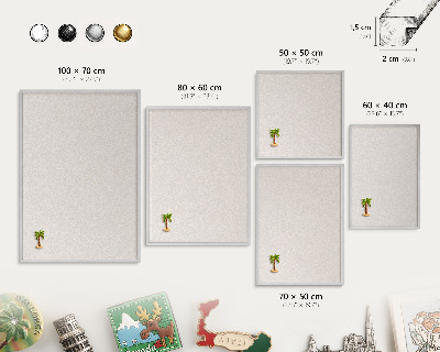 Metalltafel für Magnete mit silbernem Rahmen Cremige Textur