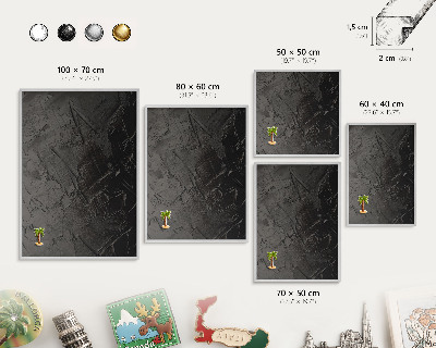 Metalltafel für Magnete mit silbernem Rahmen Strukturiertes Schwarz