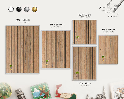 Metalltafel für Magnete mit silbernem Rahmen Holzbretter