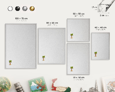 Dekoratives Magnetboard aus Metall in Silberrahmen Weiße Textur
