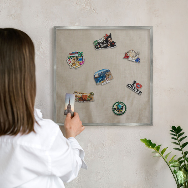 Metalltafel für Magnete mit silbernem Rahmen Beige ruhig