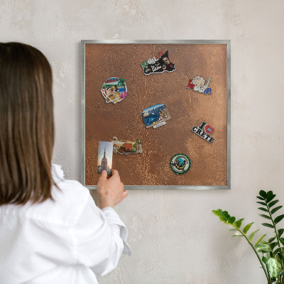 Metalltafel für Magnete mit silbernem Rahmen Braune Textur