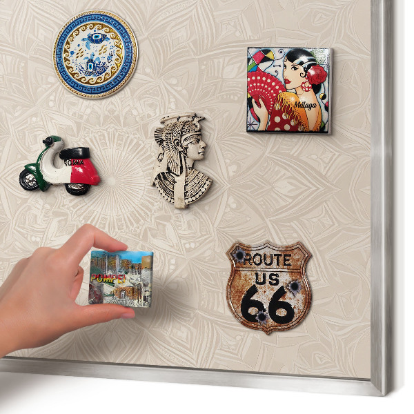 Metalltafel für Magnete mit silbernem Rahmen Dekorative Mandala