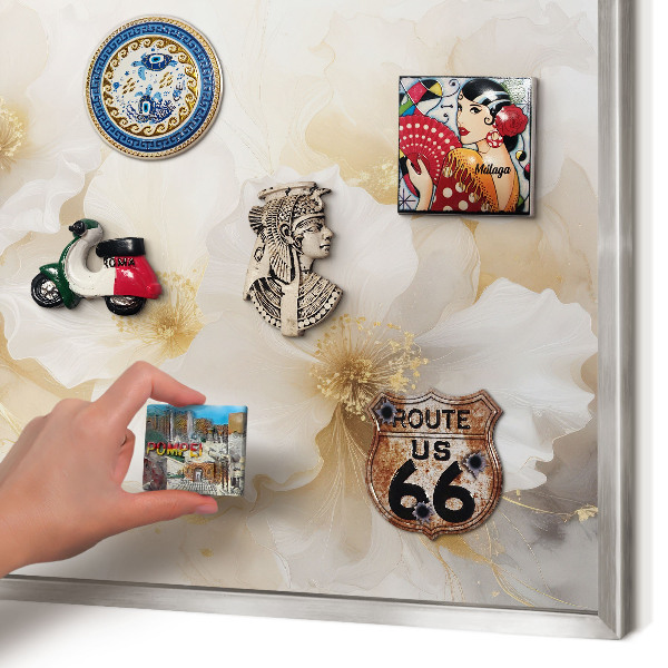Metalltafel für Magnete mit silbernem Rahmen Pastellblumen