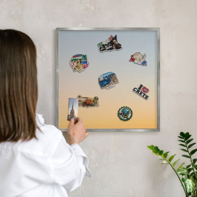 Metalltafel für Magnete mit silbernem Rahmen Pastellfarbener Farbverlauf