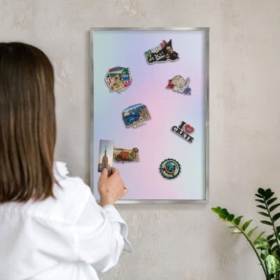 Metalltafel für Magnete mit silbernem Rahmen Pastellfarbener Farbverlauf