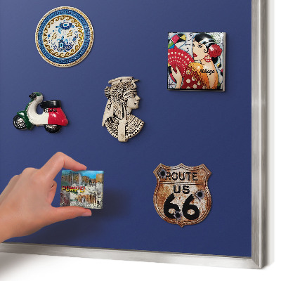 Metalltafel für Magnete mit silbernem Rahmen Leuchtendes Marineblau