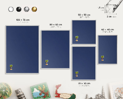 Metalltafel für Magnete mit silbernem Rahmen Leuchtendes Marineblau