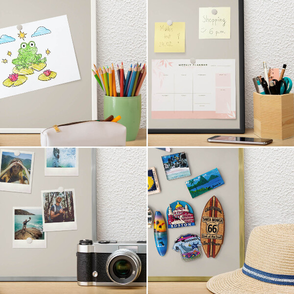 Dekoratives Magnetboard aus Metall in Silberrahmen Warmer Stein