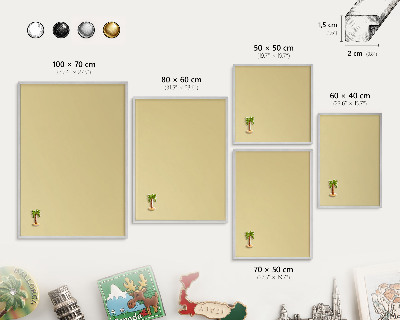 Dekoratives Magnetboard aus Metall in Silberrahmen Beige-gelb