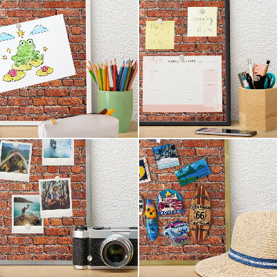 Magnettafel für Urlaubsmagnete in Goldrahmen Ziegelmotiv