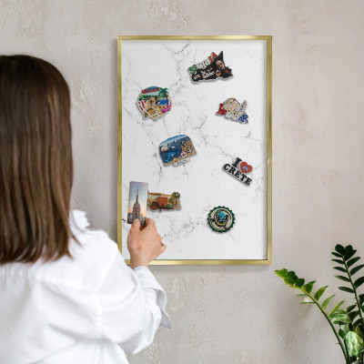 Magnettafel dekorativ bedruckt mit goldenem Rahmen Marmormuster