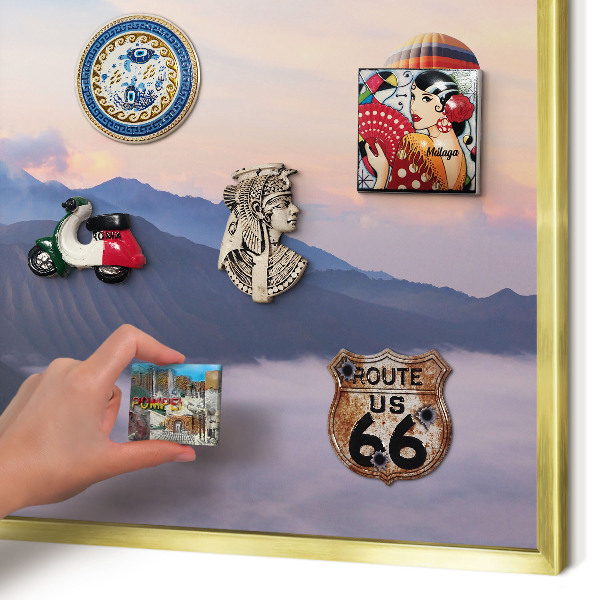 Magnettafel für Urlaubsmagnete in Goldrahmen Sky Journey