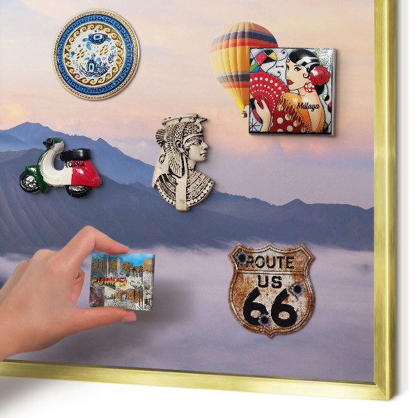 Magnettafel für Urlaubsmagnete in Goldrahmen Sky Journey