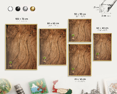 Magnettafel dekorativ bedruckt mit goldenem Rahmen Holzmaserung