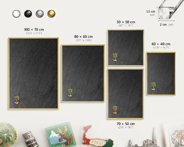 Magnettafel dekorativ bedruckt mit goldenem Rahmen Schwarze Textur