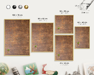 Magnettafel für Urlaubsmagnete in Goldrahmen Rostige Eleganz