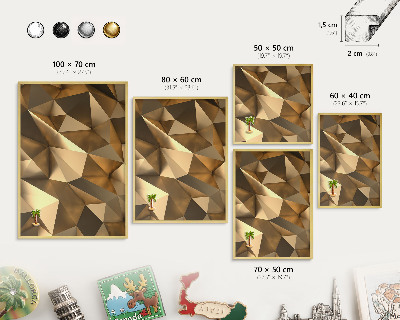Magnettafel dekorativ bedruckt mit goldenem Rahmen Warme Geometrie