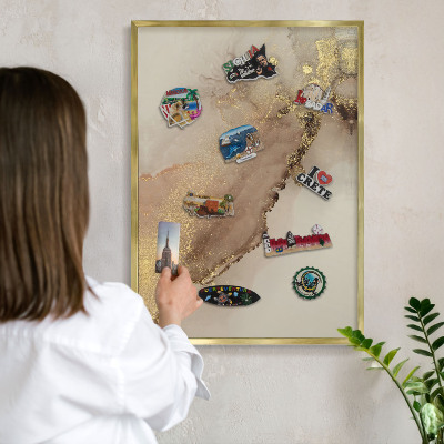 Magnettafel dekorativ bedruckt mit goldenem Rahmen Eleganter Glanz