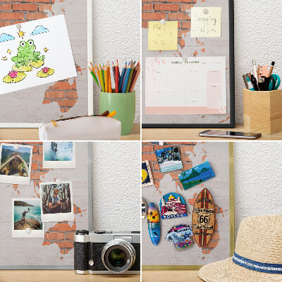 Magnettafel für Urlaubsmagnete in Goldrahmen Brick-Karte