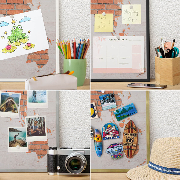 Magnettafel für Urlaubsmagnete in Goldrahmen Brick-Karte
