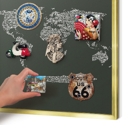 Magnettafel für Urlaubsmagnete in Goldrahmen Textkarte