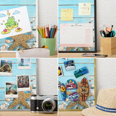 Magnettafel dekorativ bedruckt mit goldenem Rahmen Urlaubsruhe