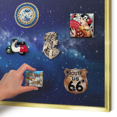 Magnettafel für Urlaubsmagnete in Goldrahmen Sternenraum