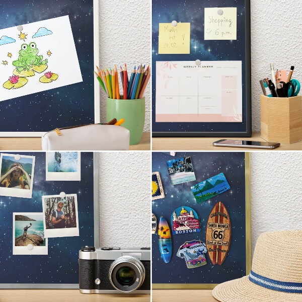 Magnettafel für Urlaubsmagnete in Goldrahmen Sternenraum