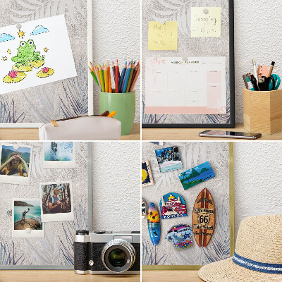 Magnettafel für Urlaubsmagnete in Goldrahmen Laubige Eleganz