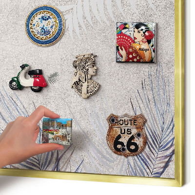 Magnettafel für Urlaubsmagnete in Goldrahmen Laubige Eleganz