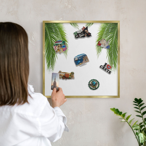 Magnettafel für Urlaubsmagnete in Goldrahmen Exotische Natur