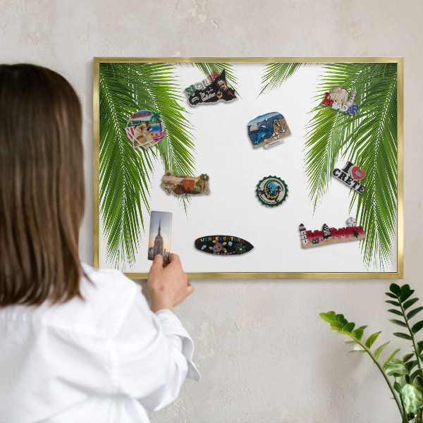 Magnettafel für Urlaubsmagnete in Goldrahmen Exotische Natur
