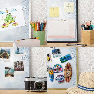 Magnettafel für Urlaubsmagnete in Goldrahmen Floristische Eleganz