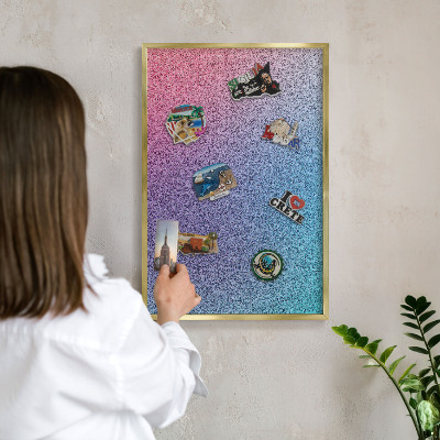 Magnettafel dekorativ bedruckt mit goldenem Rahmen Farbverlauf